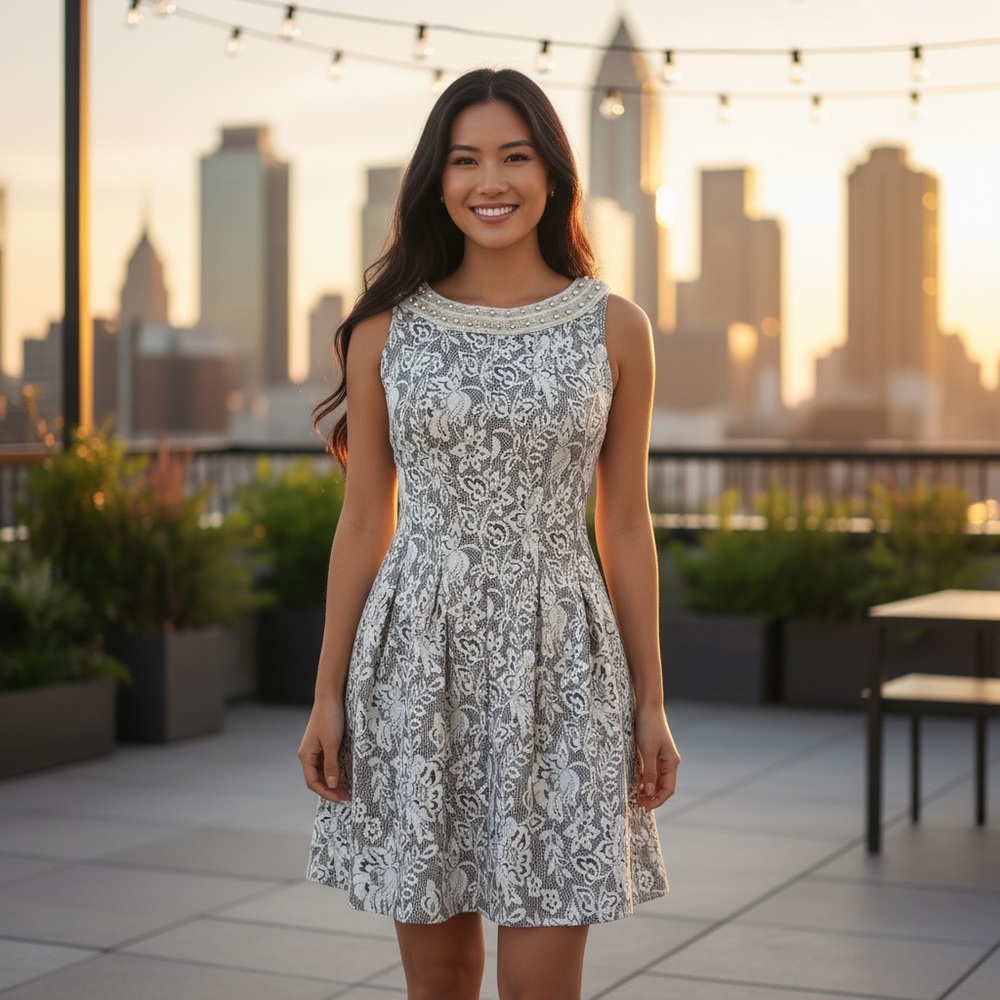 ❤️ Zara Retro Rhinestone Beaded Collar Brocade Dress